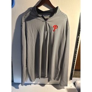 Cutter & Buck Philadelphia Phillies Virtue Eco Micro Stripe Quarter Zip Mens XXL